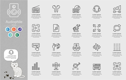 Audiophile Line Icons Content Infographic