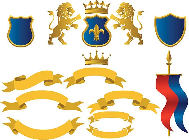Vector illustration of heraldic shield ribbon