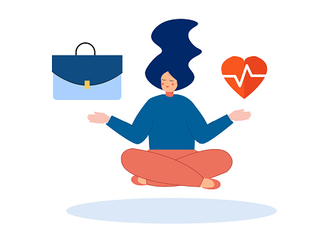 Work Life Balance Concept. Women Choosing between Career or Family on the Sale. Choose between Business and Relationship, Money or Love. Equality Concept. Vector illustration.
