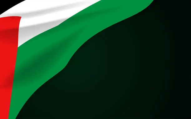 Vector illustration of Palestine flag on a dark background