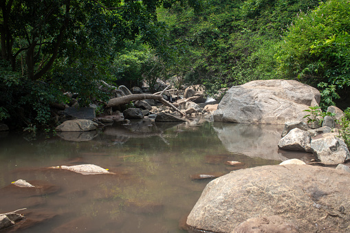 Stream of the Aanaivaari Muttal Waterfalls located in Kalvarayan Hills near Attur, Salem district, India.