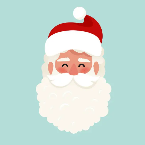 Vector illustration of Cute Santa Claus head. Vector illustration in cartoon flat style