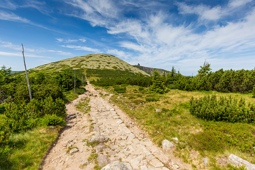 Mountain trail to the Snow Cirques in the Karkonosze Mountains
