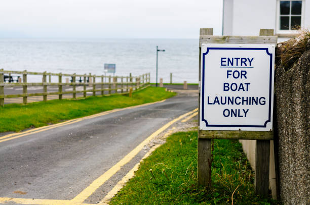 istock Road sign warning that road is for launching boats only 1772263261