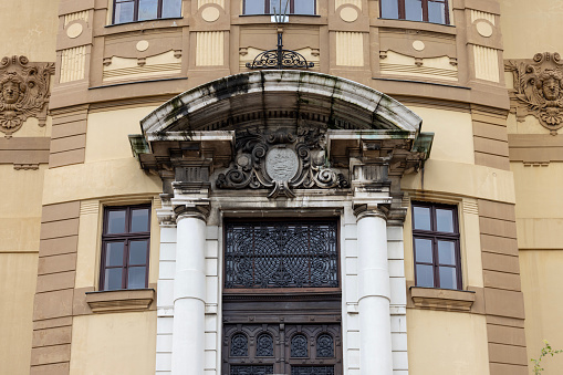 Rijeka, Croatia - September 23, 2023: Facade of Municipal Court of Rijeka (Opcinski sud Rijeka), Art Nouveau style building