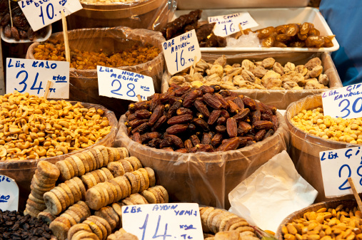Dried Fruits Counter with Price Tags (dried fruits' name on it)
