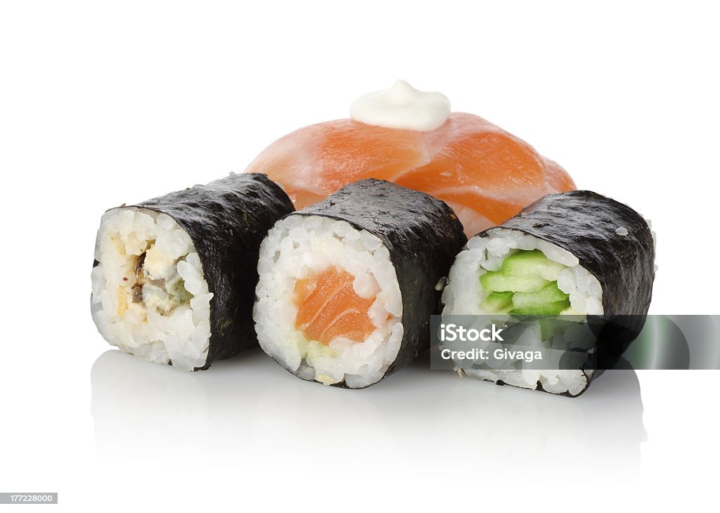 Rolinhos de Sushi e - Foto de stock de Alimentação Saudável royalty-free