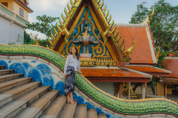 istock Cheerful woman exploring in Big Buddha Temple in Koh Samui 1772280506