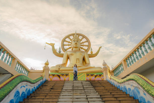 istock Cheerful woman exploring in Big Buddha Temple in Koh Samui 1772281027