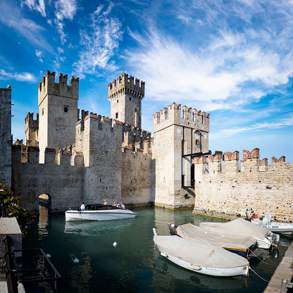 Scaligero Castle in Sirmione, on Lake Garda. Built in the latter half of the 14th century