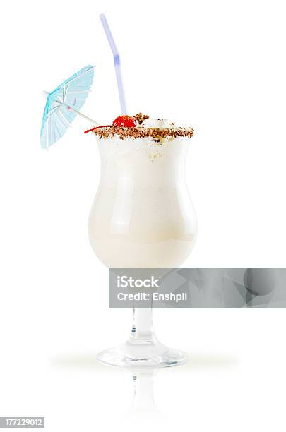 Milk Shake Isolated On White Background Stock Photo - Download Image Now - Blended Drink, Breakfast, Cherry