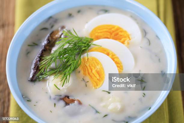 Sour Cream Soup Stock Photo - Download Image Now - Appetizer, Boiled Egg, Bowl