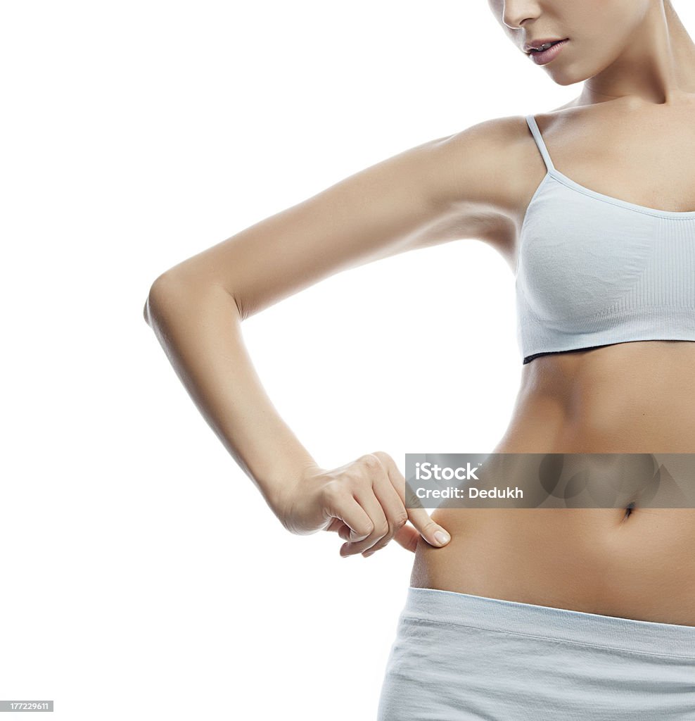 woman beauty body close up body of attractive young caucasian woman  isolated on white background figure waist hand stomach Abdomen Stock Photo