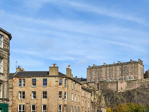 stone historical buildings at edinburgh scotland england UK