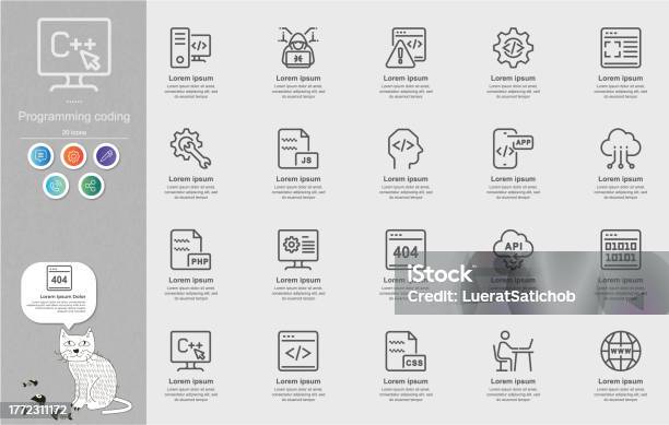 Programming Coding Line Icons Content Infographic Stock Illustration ...