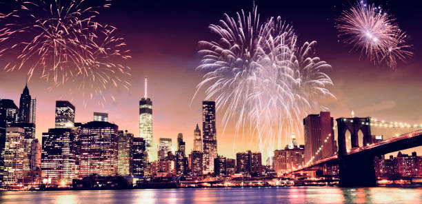 istock Happy New Year Fireworks on NYC. 1772315503