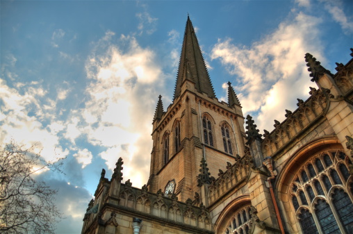 Wakefield Cathedral.  This is in the centre of Wakefield, Yorkshire, England, UK.