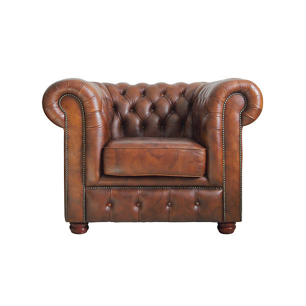 classica poltrona in pelle marrone. - armchair sofa leather brown foto e immagini stock