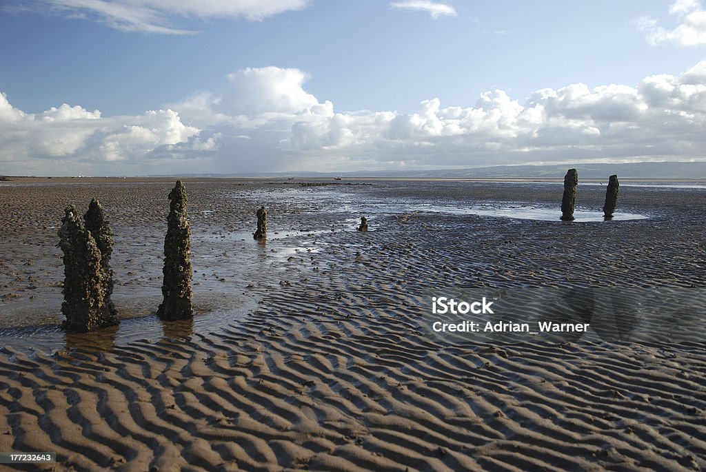 Sandbed perished groynes 있는 - 로열티 프리 위랄 스톡 사진