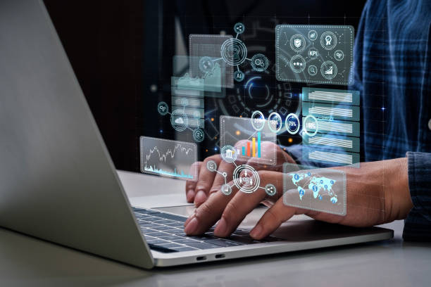 istock Illustration of a businessman analyzing a large data set. Concepts, indicators, performance measurement. Various features of the organization 1772327128