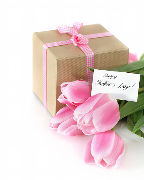 istock Bunch of tulips with present cart and gift box 177232930