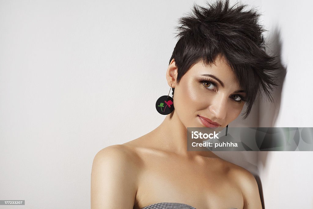 hairstyle Portrait of beautiful sensual woman with elegant hairstyle Adult Stock Photo