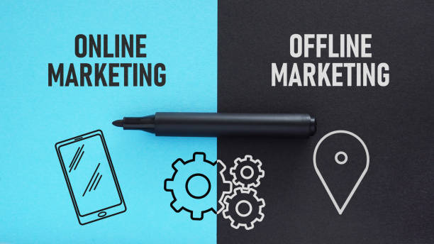 istock Online and offline marketing channels are shown using the text 1772335371