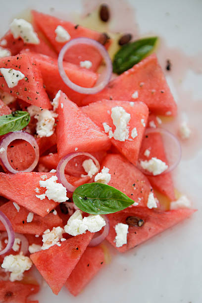 Watermelon and feta salad stock photo