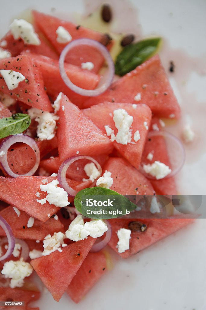 Salada de queijo feta e melancia - Foto de stock de Melancia royalty-free