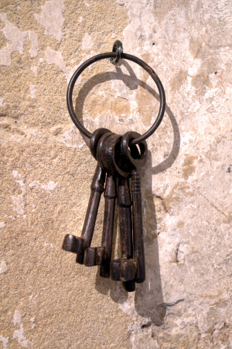 Old and rusty prison's keys