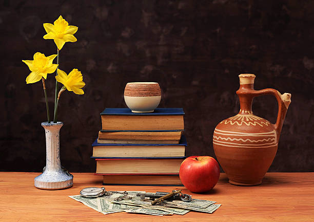 istock Old books, flowers and money 177235077