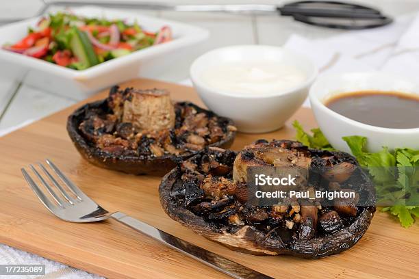 Grilled Stuffed Mushrooms Stock Photo - Download Image Now - Portobello Mushroom, Stuffed, Barbecue - Meal