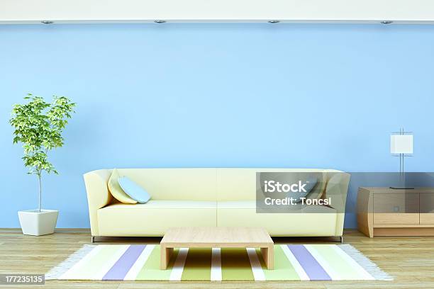 Interior With Sofa Plant And Lamp Stock Photo - Download Image Now - Abstract, Apartment, Architectural Feature