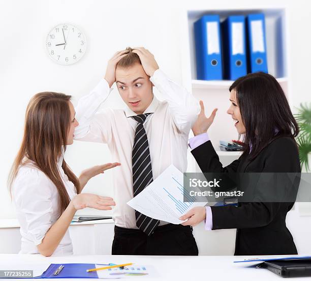 Office Workers Dealing With A Dilemma At Work Stock Photo - Download Image Now - Accidents and Disasters, Adult, Adults Only
