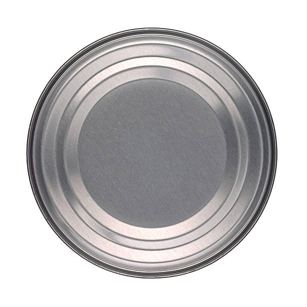 Tin Can Lid or Base Lid or Base of Food Tin Can Isolated on White Background can bottom stock pictures, royalty-free photos & images