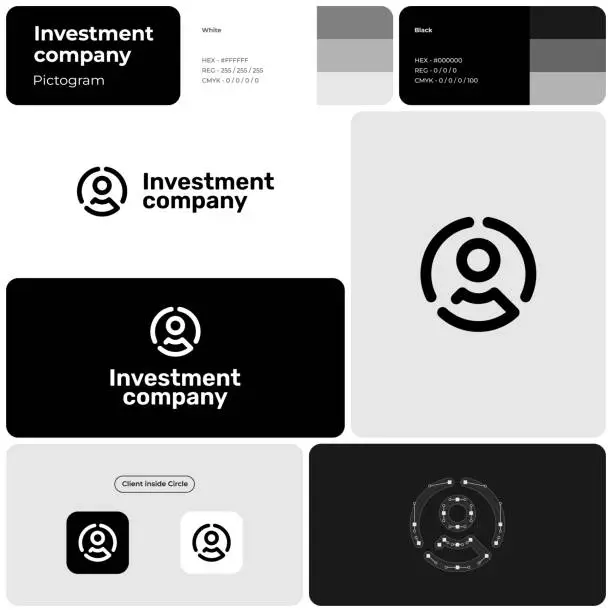 Vector illustration of Investment firm monochrome line business logo
