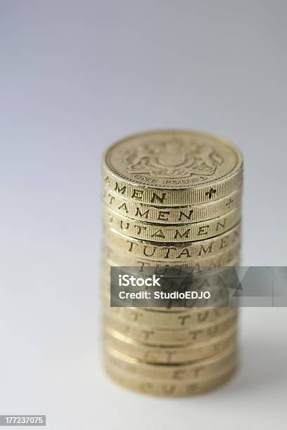 Stack Of Uk One Pound Coins Stock Photo - Download Image Now - Banking, British Currency, Business
