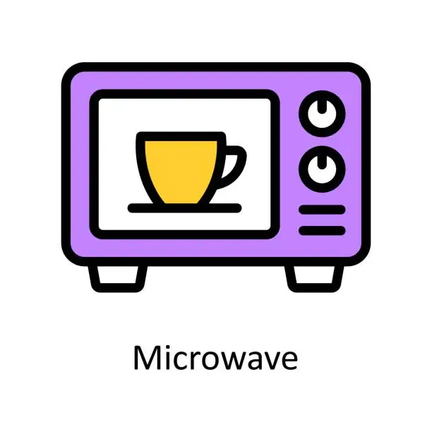 Vector illustration of Microwave vector Filled outline Design illustration. Symbol on White background EPS 10 File