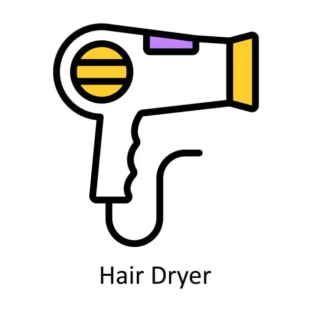 Vector illustration of Hair Dryer vector Filled outline Design illustration. Symbol on White background EPS 10 File
