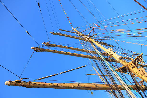 istock Ship tackles, Rigging on a old frigate 177237275