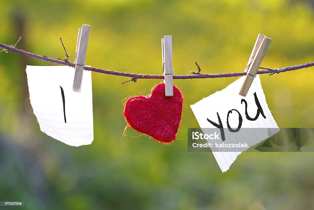 I Love You Love message in the clothesline Backgrounds Stock Photo