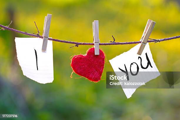 I Love You Stock Photo - Download Image Now - Backgrounds, Celebration Event, Clothesline