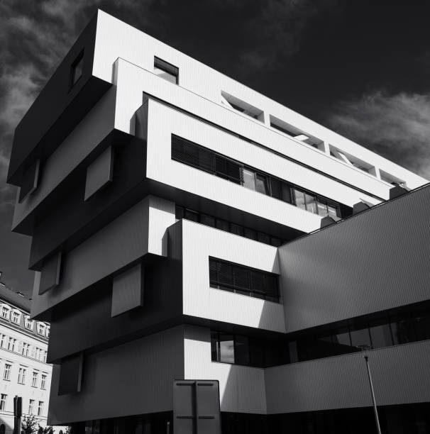 Slovak National Gallery, administrative building in BW stock photo