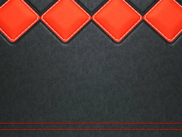 istock Leather background with red stitch and rhombuses 177238015