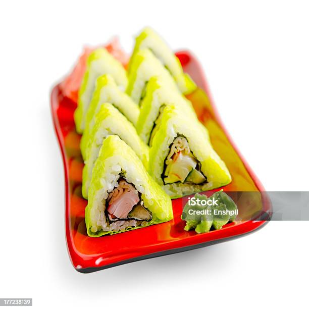 Traditionelle Frische Japanische Sushi Auf Einem Weißen Hintergrund Stockfoto und mehr Bilder von Aal