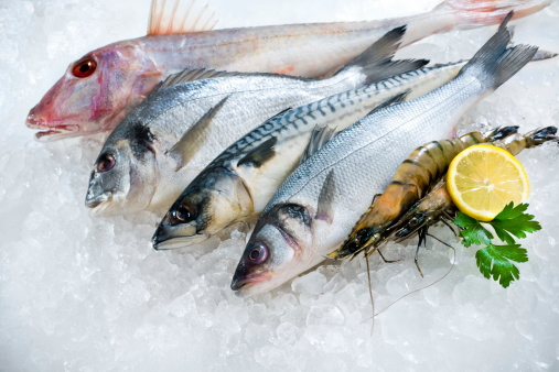 Seafood on ice at the fish marketPlease see similar images here: