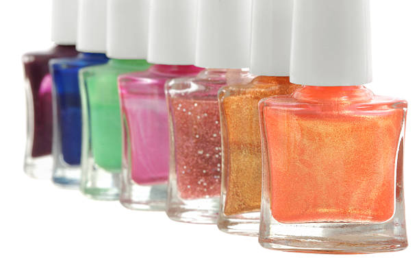 nail polish in different colors stock photo