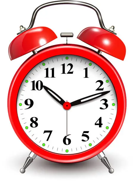 Vector illustration of Red Alarm Clock