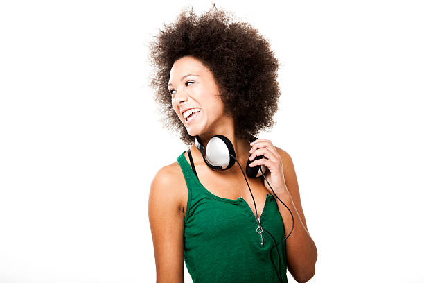 istock Happy woman with headphones 177239744