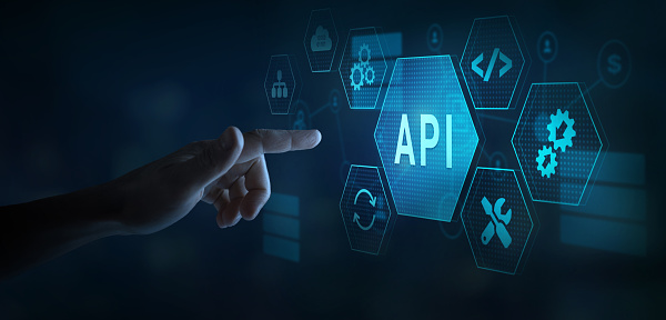 API Application Programming Interface concept, connect services on internet for network data communication, software engineering technology